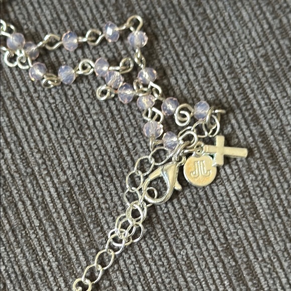 Natural stone signed JL Silver Necklace with Tassel - Picture 6 of 7